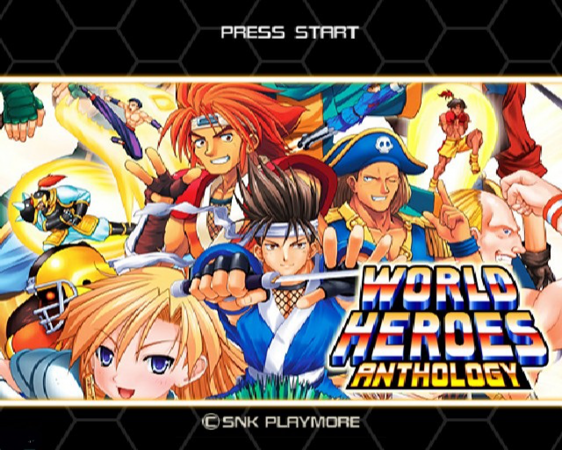 World Heroes Anthology – PlayStation 2 (PS2) video game title screen, fighting.