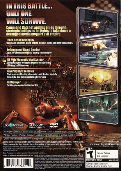 Ratched: Deadlocked back cover art for Playstation 2 (PS2) video game