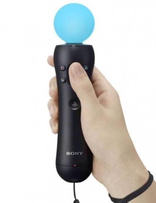 Original Sony PlayStation 4 Move motion controller featuring motion sensors, action button, trigger, and ergonomic design for PS4 gaming and VR experiences