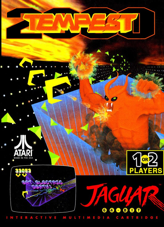 Tempest 2000 Atari Jaguar Tempest 2000 vector arcade shooter retro 90s tube shooter fast paced action game geometric tunnel combat classic arcade style gameplay collectible Jaguar game cover art