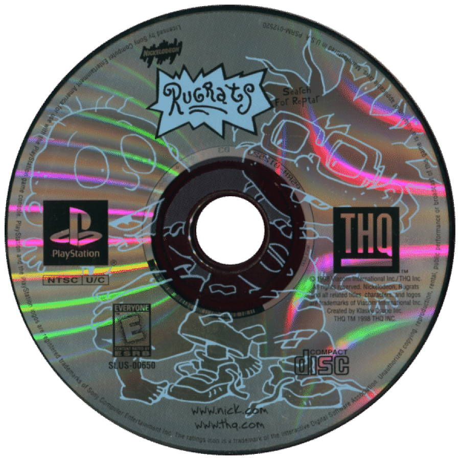 Rugrats: Search for Reptar disc for PlayStation 1 (PS1) family platformer video game