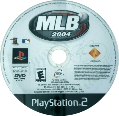 MLB 2004 for PlayStation 2 sports baseball video game featuring realistic MLB simulation authentic teams and stadiums franchise modes and classic Sony San Diego Studio gameplay experience disc