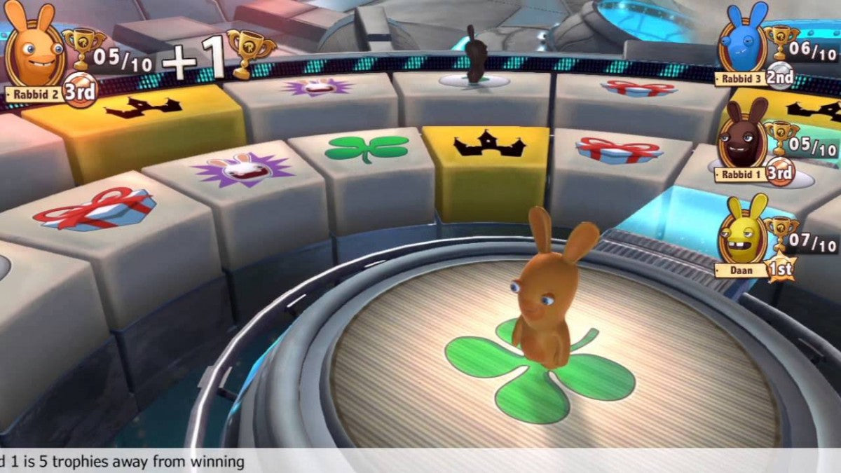 Rabbids Land party game retro video game for Nintendo Wii U (Wii U), featuring the mischievous Rabbids in a theme-park adventure gameplay