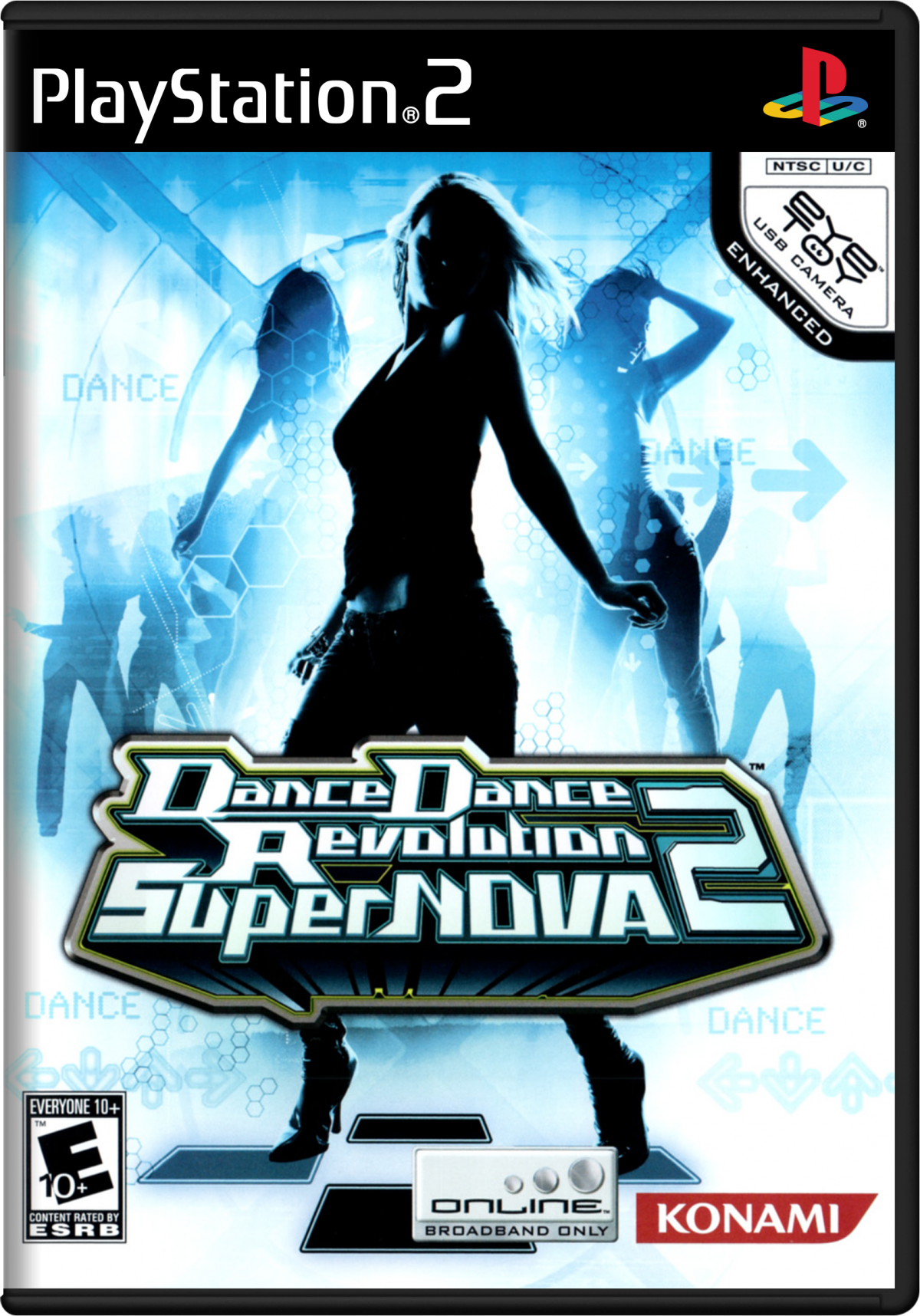 Dance Dance Revolution SuperNova 2 for PlayStation 2 with rhythm-based dance gameplay and music challenge theme cover art