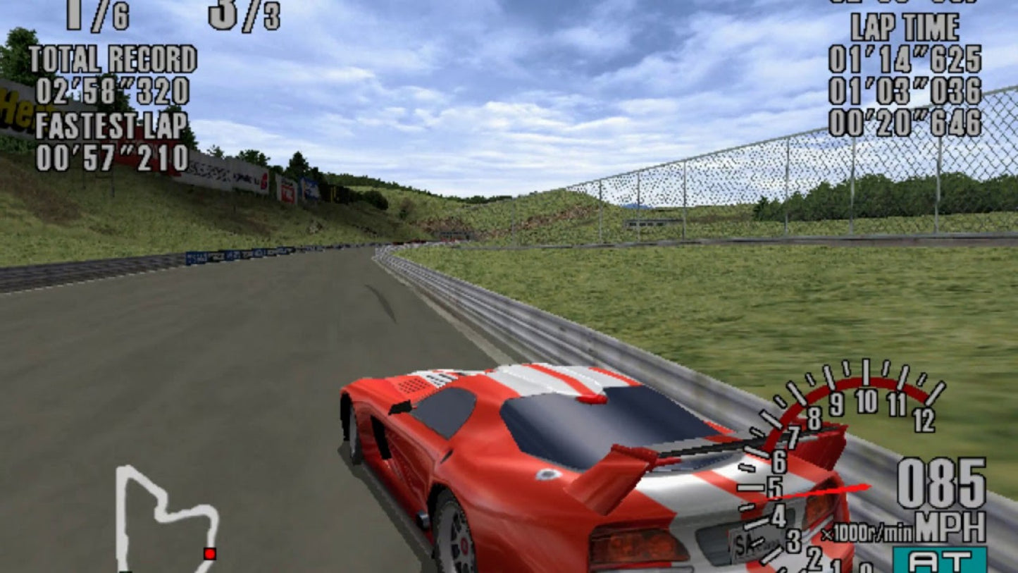 Sega GT game for the Sega Dreamcast featuring realistic racing simulation gameplay with licensed inspired vehicles career mode progression and tuning options focused on driving skill and car performance across various race tracks gameplay