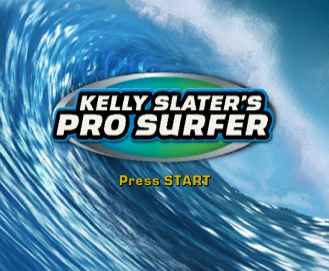 Kelly Slater's Pro Surfer start screen for GameCube (GC) surfing sports video game