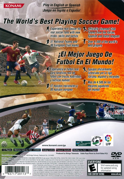 Winning Eleven 8 PlayStation 2 PS2 for soccer sports video game fans featuring realistic football matches international teams tactical gameplay passing shooting dribbling set pieces player management tournament modes and competitive multiplayer action collectible gaming appeal back cover art