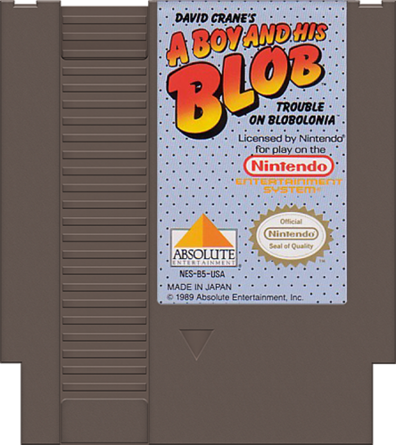 A Boy and His Blob Trouble on Blobolonia retro NES video game A Boy and His Blob puzzle platform adventure exploration cooperative gameplay classic console title Nintendo Entertainment System release cartridge