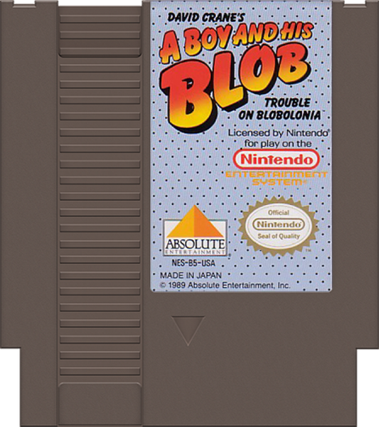 A Boy and His Blob Trouble on Blobolonia retro NES video game A Boy and His Blob puzzle platform adventure exploration cooperative gameplay classic console title Nintendo Entertainment System release cartridge