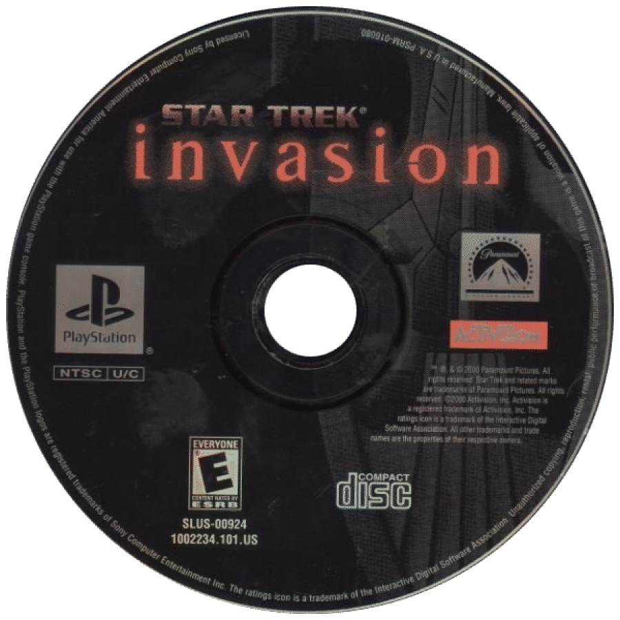 Star Trek: Invasion disc art for PlayStation 1 (PS1) video game