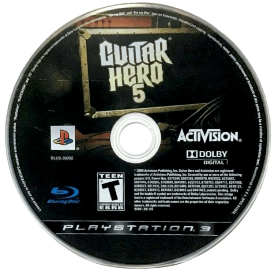 Guitar Hero 5 disc for PlayStation 3 (PS3) video game