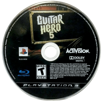 Guitar Hero 5 disc for PlayStation 3 (PS3) video game