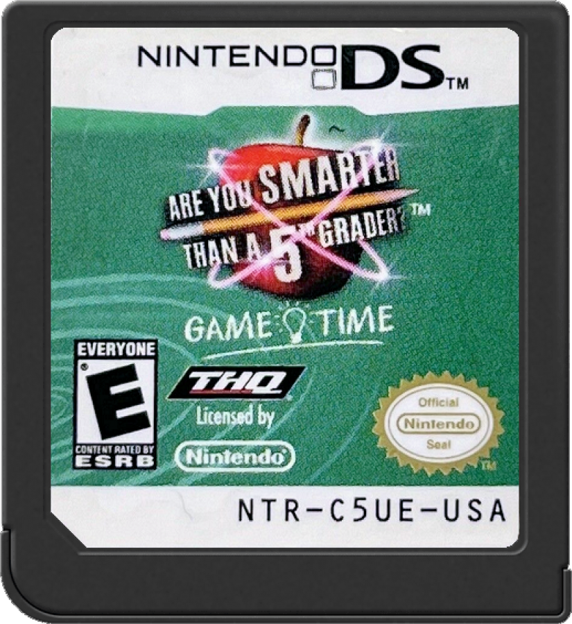 Are You Smarter Than a 5th Grader Game Time Nintendo DS video game, trivia quiz gameplay, family-friendly educational fun, handheld console title cartridge