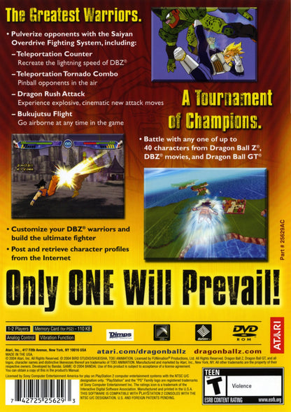 Dragon Ball Z Budokai 3 for PlayStation 2 fighting video game featuring fast paced arena battles iconic DBZ character roster transformation mechanics dramatic story modes and classic anime inspired combat experience back cover