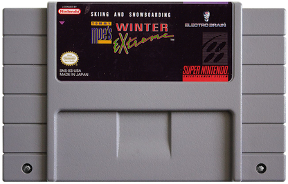Skiing & Snowboarding Tommy Moe's Winter Extreme Super Nintendo Entertainment System SNES for winter sports video game fans featuring downhill skiing snowboarding freestyle events slalom giant slalom mountain courses high speed racing obstacles and classic Super Nintendo gameplay collectible retro gaming appeal game cartridge