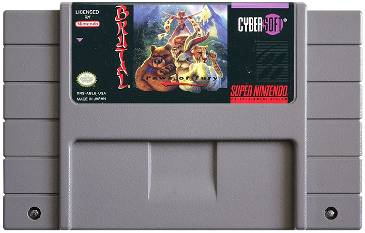 Brutal Paws of Fury cartridge for Super Nintendo Entertainment System (SNES) retro video game