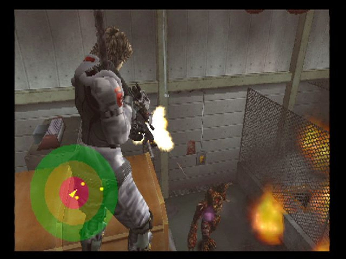 Extermination gameplay for PlayStation 2 (PS2) survival horror third-person action video game