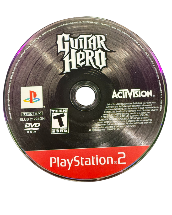 Guitar Hero Greatest Hits PlayStation 2 PS2 video game, music rhythm gameplay, rock band songs compilation, guitar controller action, console title disc