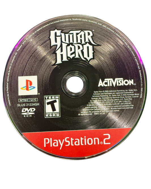 Guitar Hero Greatest Hits PlayStation 2 PS2 video game, music rhythm gameplay, rock band songs compilation, guitar controller action, console title disc