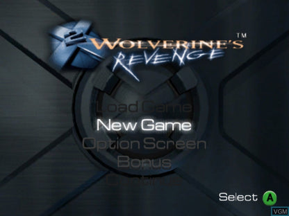 X-2 Wolverine;s Revenge title screen for Nintendo GameCube (GC) video game. 