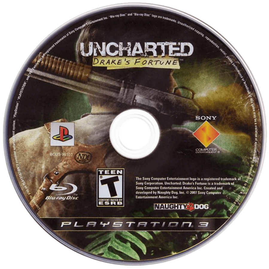 Uncharted: Drake's Fortune disc for PlayStation 3 (PS3) video game