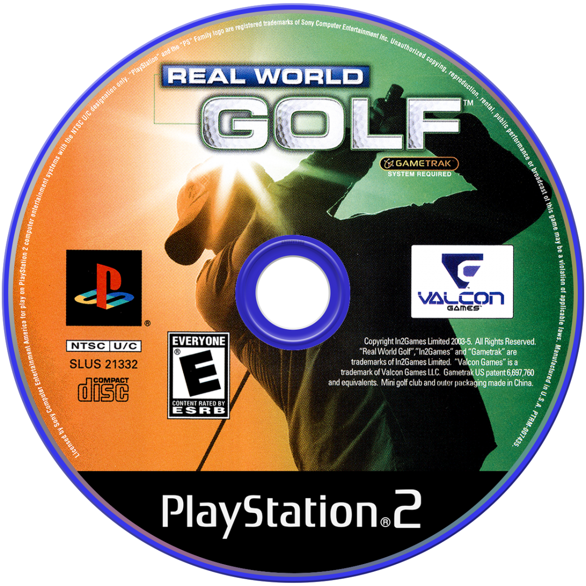 Real World Golf – PlayStation 2 (PS2) video game disc, golf sports simulation game.