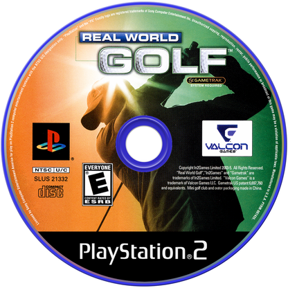Real World Golf – PlayStation 2 (PS2) video game disc, golf sports simulation game.