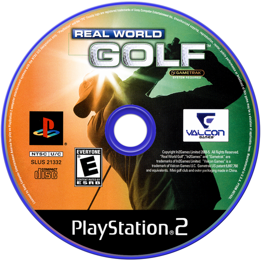 Real World Golf – PlayStation 2 (PS2) video game disc, golf sports simulation game.