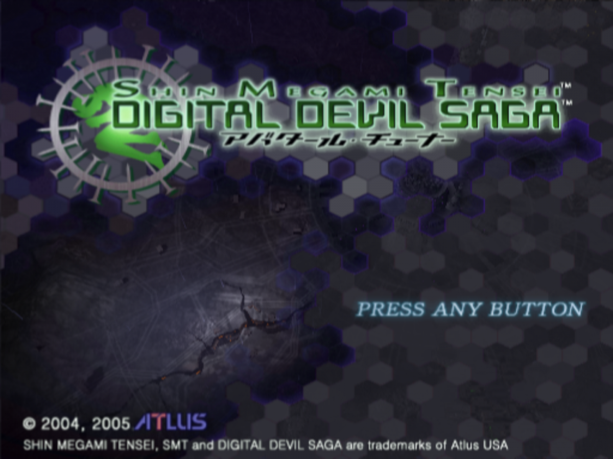 Shin Megami Tensei Digital Devil Saga PlayStation 2 PS2 for role playing video game fans featuring turn based combat demon transformation abilities strategic character progression deep sci fi fantasy storytelling challenging dungeon crawling atmospheric world exploration iconic Atlus JRPG adventure collectible gaming appeal start screen