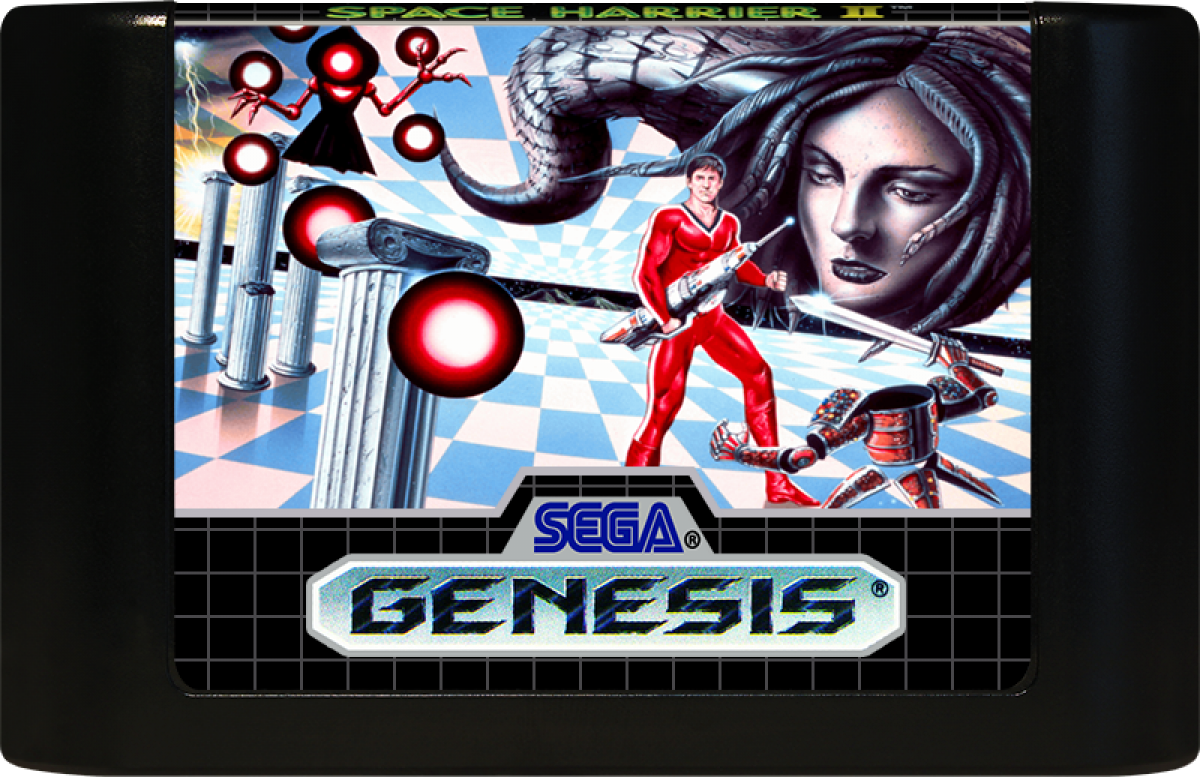 Space Harrier II Sega Genesis GEN for retro video game enthusiasts featuring classic arcade rail shooter gameplay fast paced sci fi action surreal fantasy worlds intense enemy battles iconic boss encounters and collectible gaming appeal cartridge