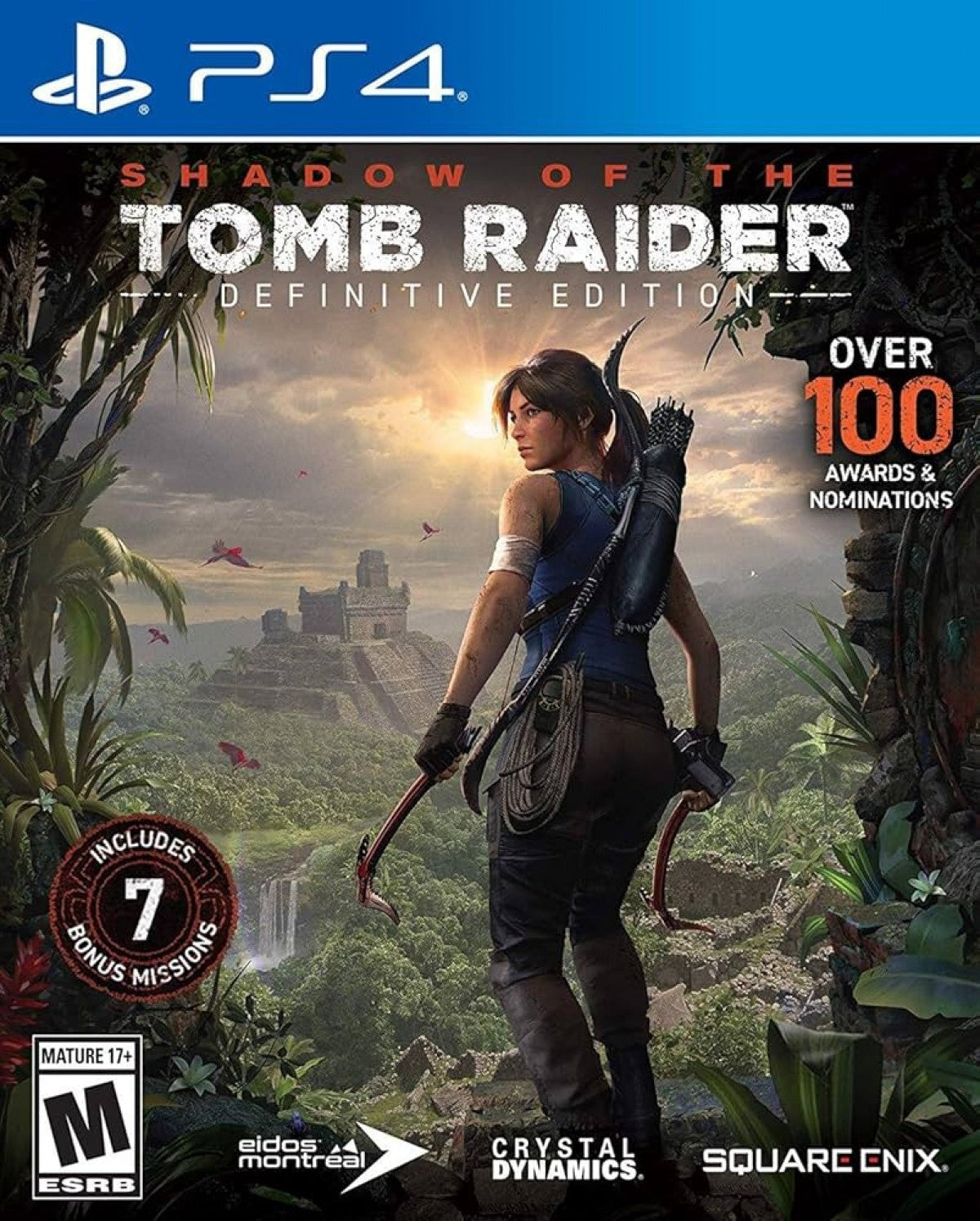 Shadow of the Tomb Raider Definitive Edition PlayStation 4 PS4 video game, action adventure, exploration and puzzles, Lara Croft, complete edition front cover
