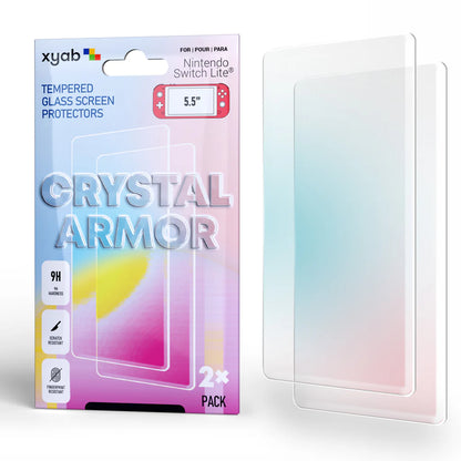 Crystal Armor 2 Pack Tempered Glass Screen Protector for Nintendo Switch Lite scratch resistance HD clarity bubble-free installation