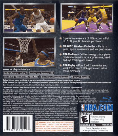 NBA 07 back cover art for PlayStation 3 (PS3) video game