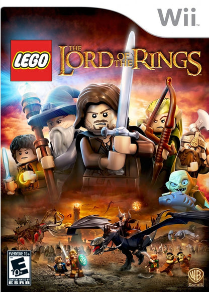 LEGO Lord of the Rings Nintendo Wii Wii video game featuring action adventure gameplay based on The Lord of the Rings iconic LEGO characters Middle earth exploration puzzle solving combat challenges and cooperative gameplay Nintendo Wii motion control gaming retro video game collection collectible gaming appeal front cover art