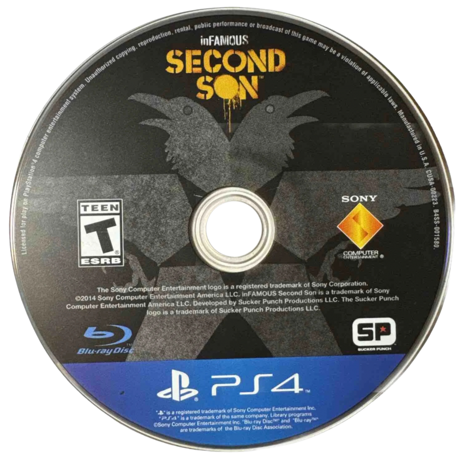 Infamous: Second Son – PlayStation 4 (PS4) video game disc, open-world superhero action-adventure title for PS4
