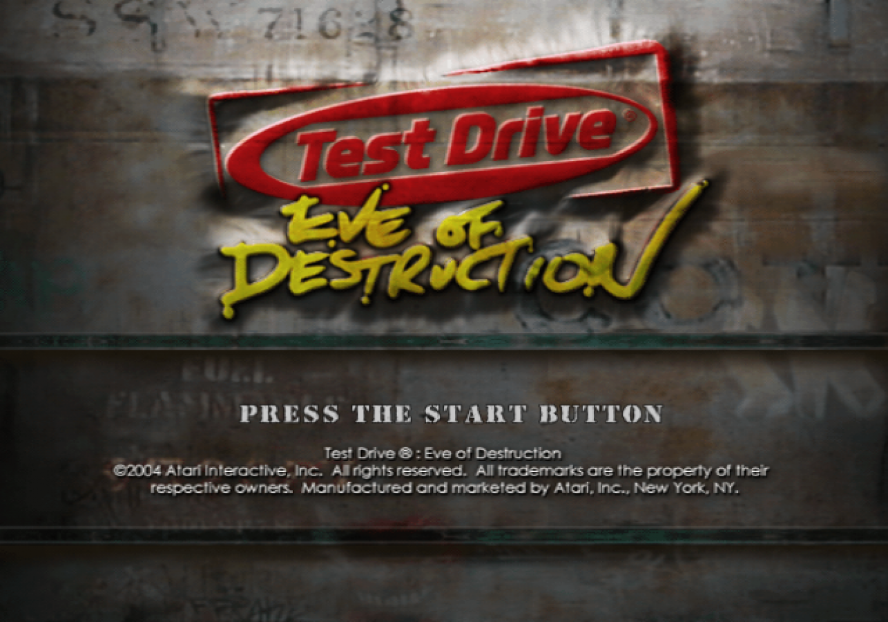 Test Drive: Eve of Destruction – PlayStation 2 (PS2) video game title screen, demolition derby racing.