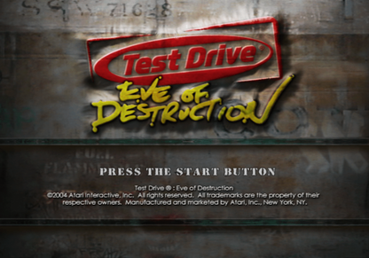 Test Drive: Eve of Destruction – PlayStation 2 (PS2) video game title screen, demolition derby racing.