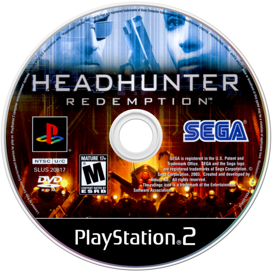 Headhunter: Redemption disc art for Playstation 2 video game