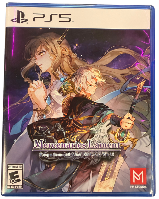 Mercenaries Lament Requiem of the Silver Wolf for PlayStation 5 tactical RPG featuring grid based battles fantasy storyline character classes strategy combat and anime style visuals cover