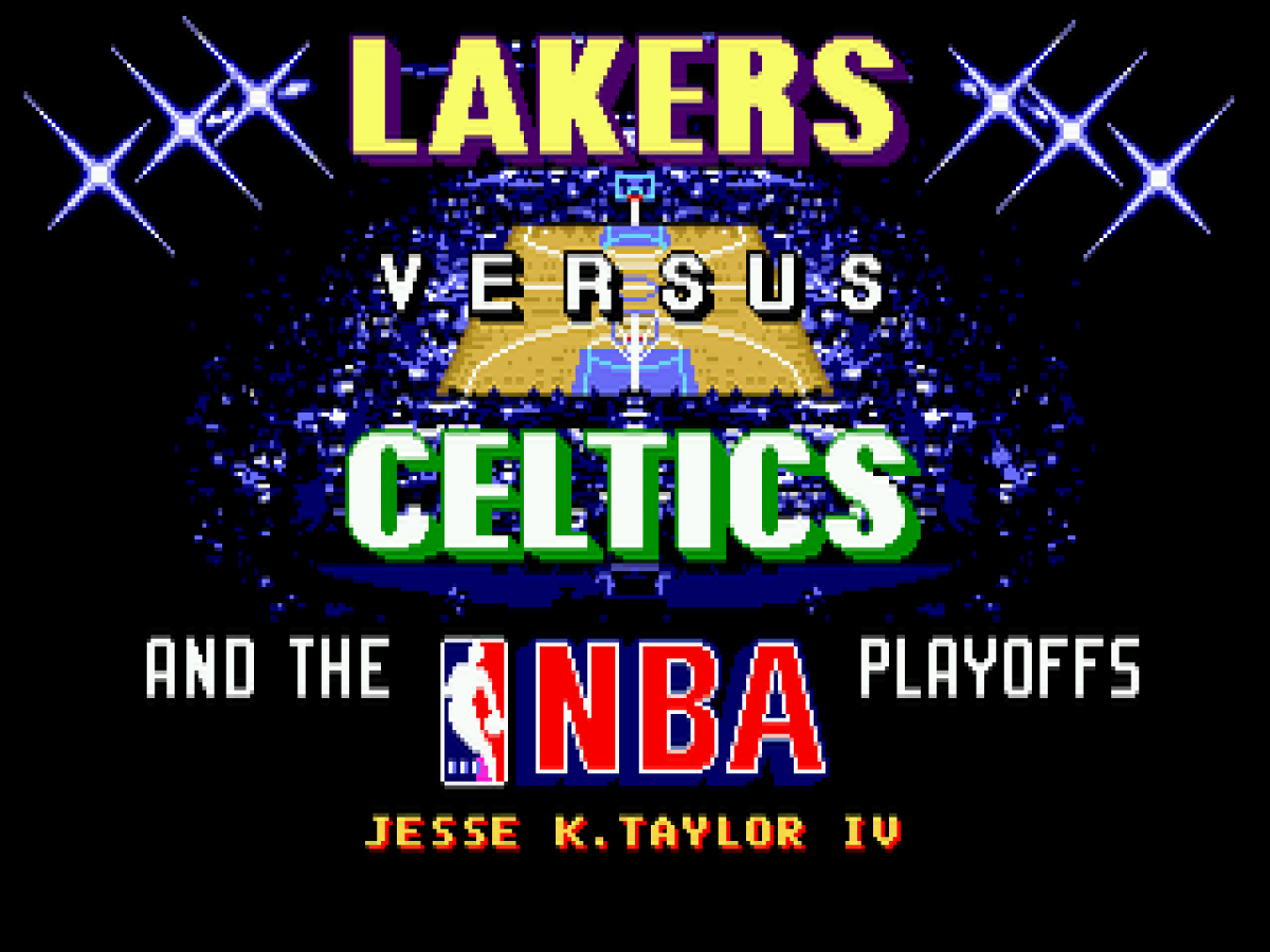 Lakers vs. Celtics and the NBA Playoffs title screen for Sega Genesis (GEN) video game