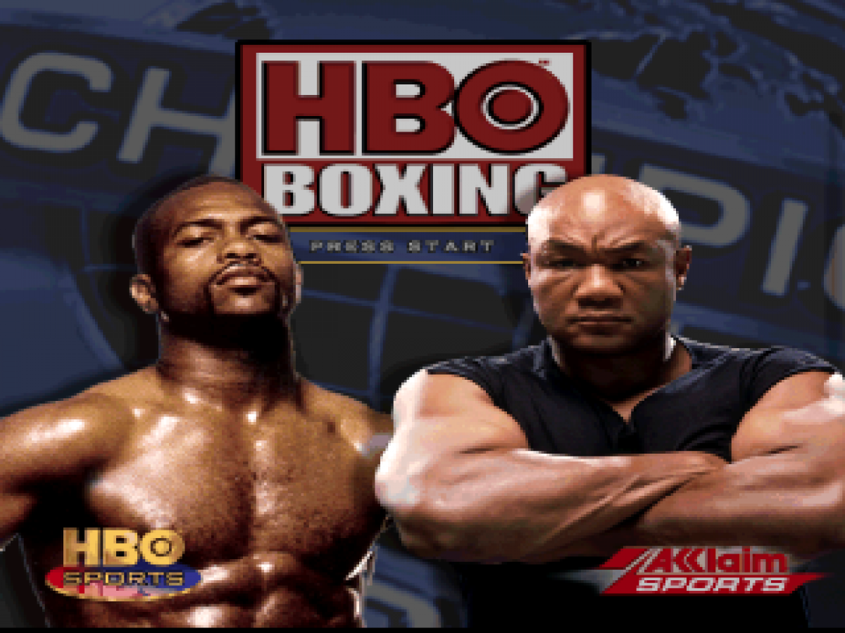 HBO Boxing retro PlayStation video game HBO Boxing sports boxing simulation realistic fighters arcade style combat multiplayer matches console title Sony PlayStation release title screen