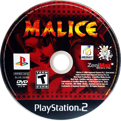 Malice PS2 PlayStation 2 action platformer retro video game disc