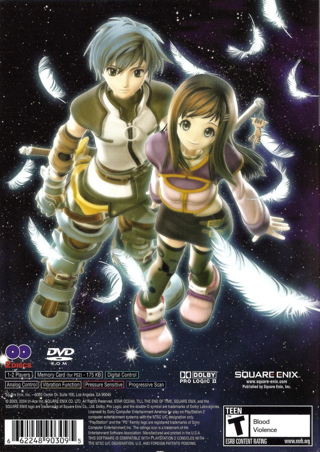 Star Ocean Till the End of Time PS2 PlayStation 2 JRPG role playing game sci fi fantasy adventure real time combat retro video game back of case