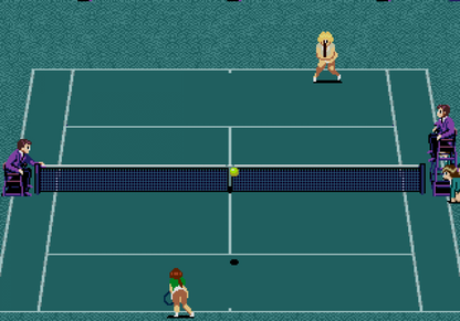 Jennifer Capriati Tennis game for the Sega Genesis featuring arcade style tennis gameplay with fast paced matches singles and doubles modes simple controls and competitive tournament style play starring tennis themed branding around Jennifer Capriati gameplay 
