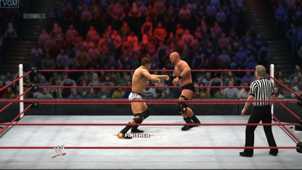 WWE ’13 Xbox 360 video game, professional wrestling sports action, WWE superstars and legends, multiplayer and career modes gameplay screenshot