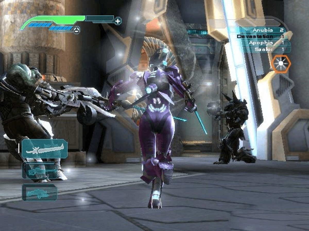 Unreal Championship 2: The Liandri Conflict retro Xbox video game Unreal Championship 2 The Liandri Conflict fast paced arena shooter third person combat multiplayer competitive FPS style action game Xbox release gameplay
