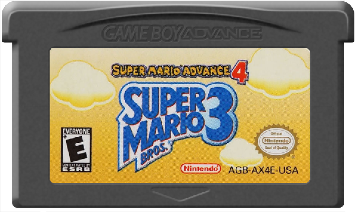 Super Mario Advance 4: Super Mario Bros. 3 CARTRIDGE cover art for Game Boy Advance (GBA) video game 