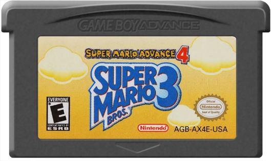 Super Mario Advance 4: Super Mario Bros. 3 CARTRIDGE cover art for Game Boy Advance (GBA) video game 