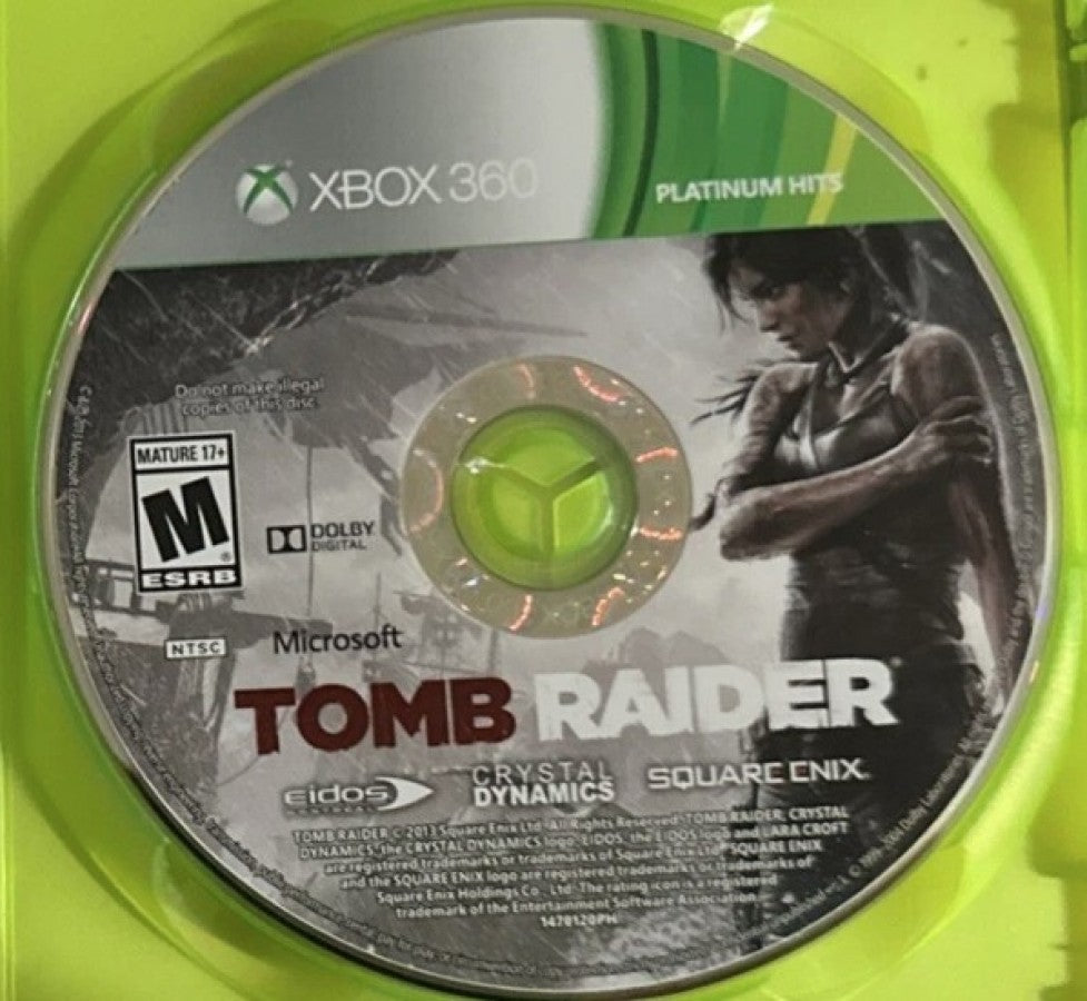 Tomb Raider [Platinum Hits] disc for Xbox 360 (X360) action-adventure video game