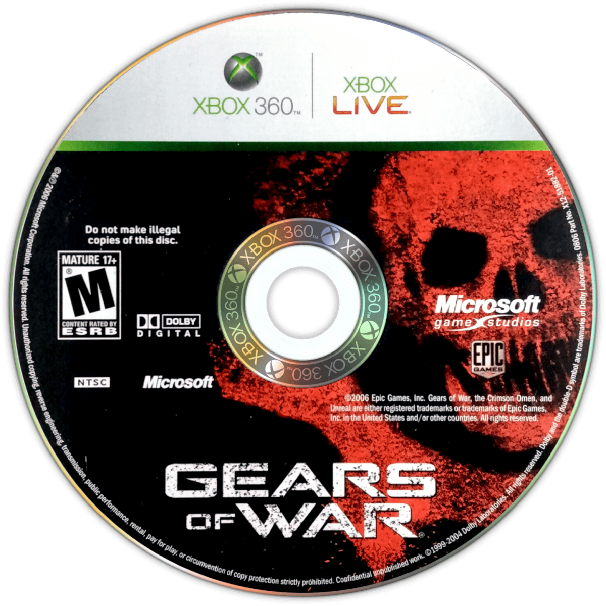 Gears of War disc for Xbox 360 (X360) third-person shooter video game 